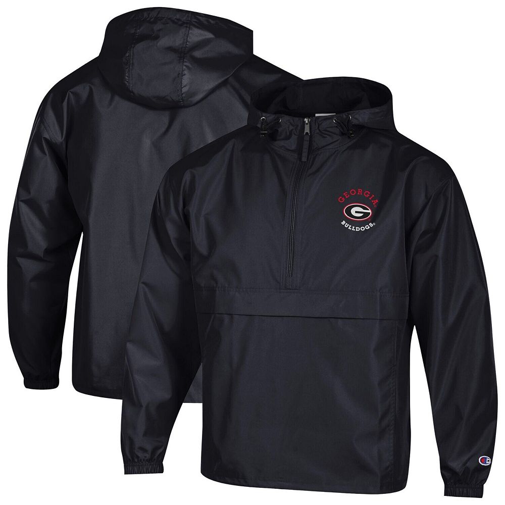 ジャケット・アウター Champion Bulldogs C5-C601 M Men's Champion Black Georgia Bulldogs Packable Hooded Windbreaker