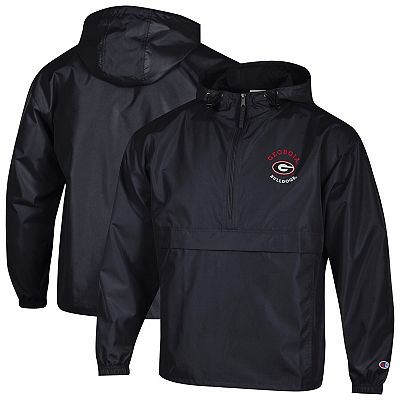 Men's Champion Black Georgia Bulldogs Packable Hooded Windbreaker