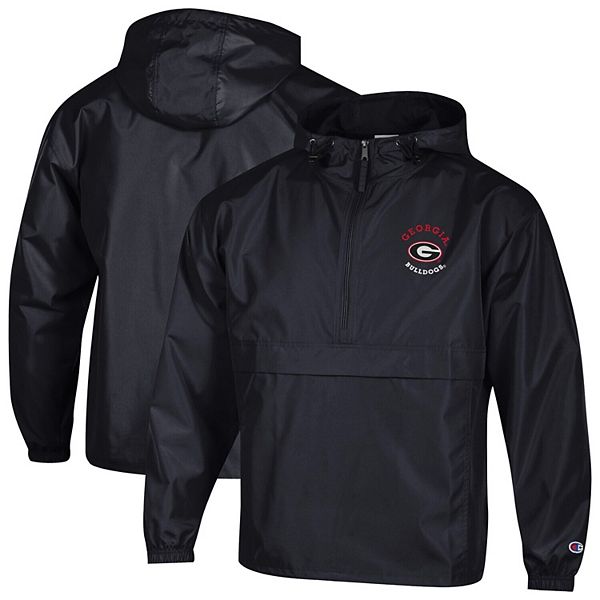 Men's Champion Black Georgia Bulldogs Packable Hooded Windbreaker