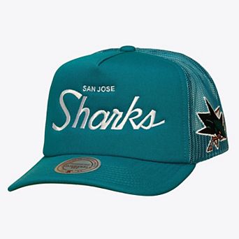 Men's Mitchell & Ness Teal San Jose Sharks Head Coach Trucker Adjustable Hat