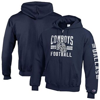 Men's Champion Navy Dallas Cowboys Powerblend Fleece Full-Zip Hoodie