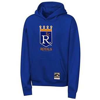 Youth Mitchell & Ness Royal Kansas City Royals Retro Logo Hoodie