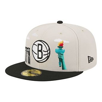 Men's New Era Tan/Black Brooklyn Nets Localized City Icon 59FIFTY Fitted Hat