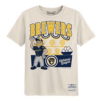 Preschool Mitchell & Ness Cream Milwaukee Brewers Step Back Up T-Shirt