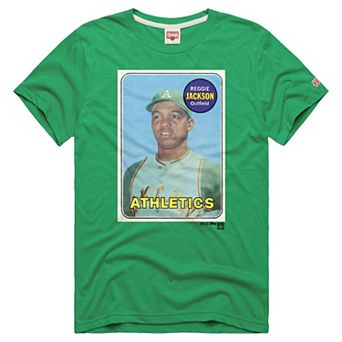 Men's Homage Reggie Jackson Green Athletics Topps Baseball Card Tri-Blend T-Shirt