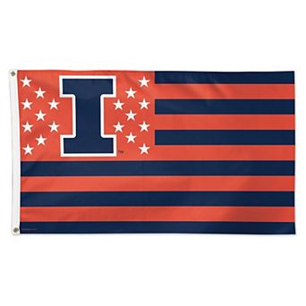 WinCraft Illinois Fighting Illini 3' x 5' Single-Sided Deluxe Patriotic Stars & Stripes Flag