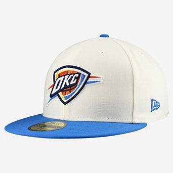 Men's New Era White/Blue Oklahoma City Thunder Chrome 59FIFTY Fitted Hat