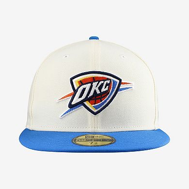 Men's New Era White/Blue Oklahoma City Thunder Chrome 59FIFTY Fitted Hat
