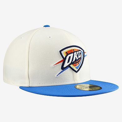 Men's New Era White/Blue Oklahoma City Thunder Chrome 59FIFTY Fitted Hat