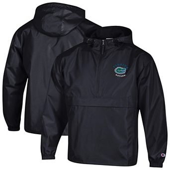 Men's Champion Black Florida Gators Packable Hooded Windbreaker Half-Zip Jacket