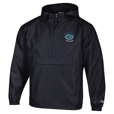Men's Champion Black Florida Gators Packable Hooded Windbreaker Half-Zip Jacket