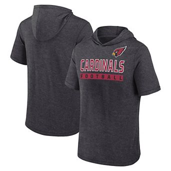 Men's Fanatics Heather Charcoal Arizona Cardinals Push Short Sleeve Hoodie