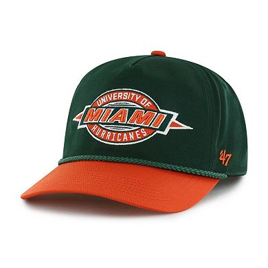 Youth '47 Green Miami Hurricanes Frame Out Hitch Rope Adjustable Hat
