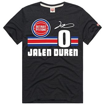 Unisex Homage Jalen Duren Charcoal Detroit Pistons Jersey Remix Tri-Blend T-Shirt