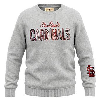 Girls Youth Soft as a Grape Heather Gray St. Louis Cardinals Nantucket Sequin Fleece Crewneck Sweatshirt