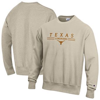 Men's Champion Oatmeal Texas Longhorns Reverse Weave Crewneck Sweatshirt
