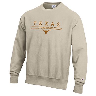 Men's Champion Oatmeal Texas Longhorns Reverse Weave Crewneck Sweatshirt