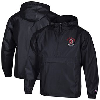 Men's Champion Black Ohio State Buckeyes Packable Hooded Windbreaker Half-Zip Jacket