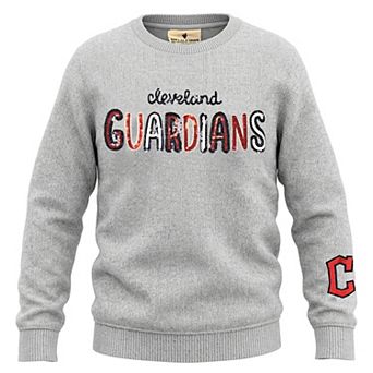 Girls Youth Soft as a Grape Heather Gray Cleveland Guardians Nantucket Sequin Fleece Crewneck Sweatshirt
