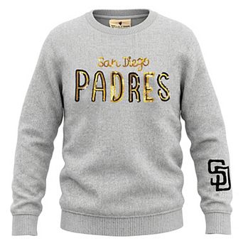 Girls Youth Soft as a Grape Heather Gray San Diego Padres Nantucket Sequin Fleece Crewneck Sweatshirt