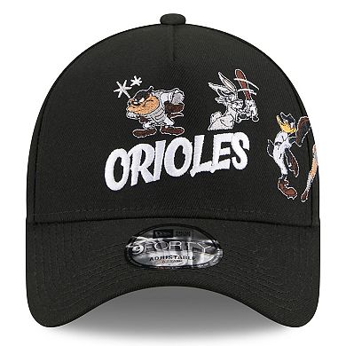 Youth New Era Black Baltimore Orioles Looney Tunes A-Frame 9FORTY Adjustable Hat