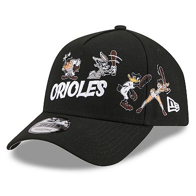 Youth New Era Black Baltimore Orioles Looney Tunes A-Frame 9FORTY Adjustable Hat