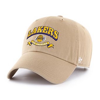 Men's '47 Khaki Los Angeles Lakers Fast Break Chase Region Clean Up Adjustable Hat