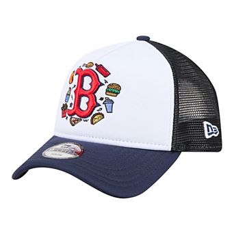Youth New Era White/Navy Boston Red Sox Food A-Frame 9FORTY Trucker Adjustable Hat