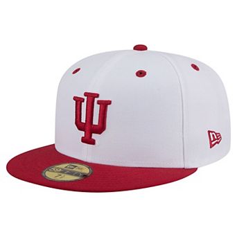 Men's New Era White/Crimson Indiana Hoosiers On-Field Baseball Fitted Hat