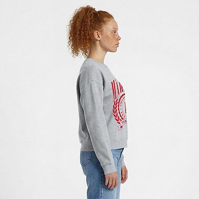Women's Champion Heather Gray Maryland Terrapins Academic Crest Powerblend Crewneck Sweatshirt