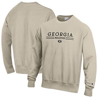 Men's Champion Oatmeal Georgia Bulldogs Reverse Weave Crewneck Sweatshirt