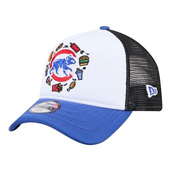 Youth New Era White/Royal Chicago Cubs Food A-Frame 9FORTY Trucker Adjustable Hat