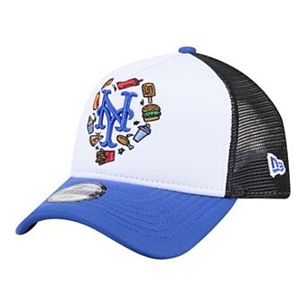 Youth New Era White/Royal New York Mets Food A-Frame 9FORTY Trucker Adjustable Hat
