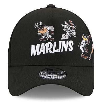 Youth New Era Black Miami Marlins Looney Tunes A-Frame 9FORTY Adjustable Hat