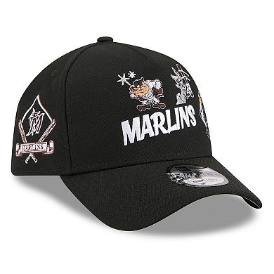 Youth New Era Black Miami Marlins Looney Tunes A-Frame 9FORTY Adjustable Hat