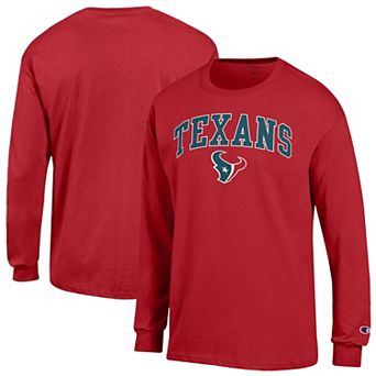 Men's Champion Red Houston Texans Arch Over Logo Long Sleeve T-Shirt