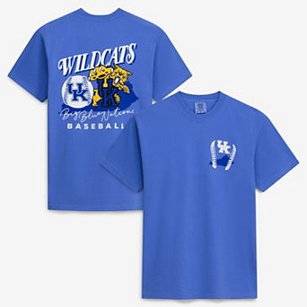 Men's Royal Kentucky Wildcats Drawn Mascot Baseball T-Shirt
