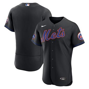 Men's Nike Black New York Mets Alternate Authentic Sponsor Patch Jersey