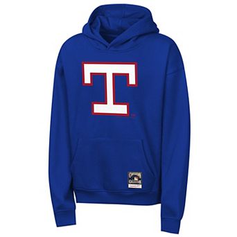 Youth Mitchell & Ness Royal Texas Rangers Retro Logo Hoodie