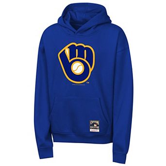 Youth Mitchell & Ness Royal Milwaukee Brewers Retro Logo Hoodie