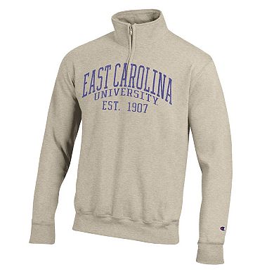 Men's Champion Cream ECU Pirates Established Date Quarter-Zip Pullover