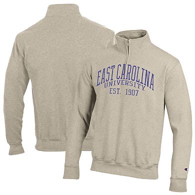 Men's Champion Cream ECU Pirates Established Date Quarter-Zip Pullover