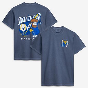 Men's Navy West Virginia Mountaineers Drawn Mascot Baseball T-Shirt