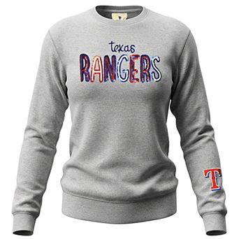Women's Soft as a Grape Heather Gray Texas Rangers Nantucket Sequin Fleece Sweatshirt