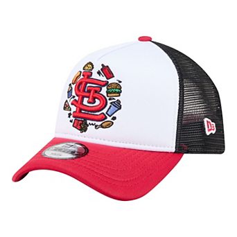 Youth New Era White/Red St. Louis Cardinals Food A-Frame 9FORTY Trucker Adjustable Hat