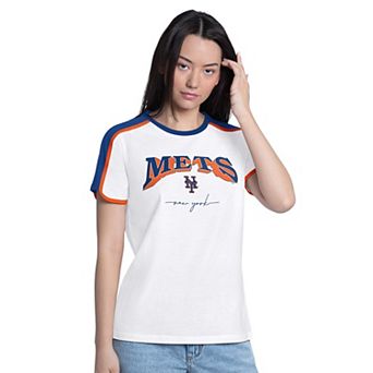 Women's G-III 4Her by Carl Banks White New York Mets First Lane Fashion T-Shirt