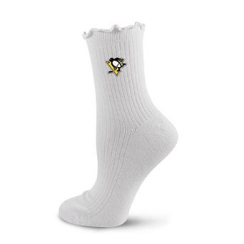 Women's PRO Compression White Pittsburgh Penguins Logo Lettuce Hem Quarter Socks