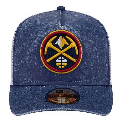 Men's New Era Navy/White Denver Nuggets Washed Meshback 9FIFTY Adjustable Hat