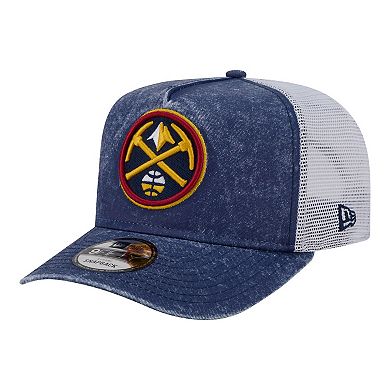 Men's New Era Navy/White Denver Nuggets Washed Meshback 9FIFTY Adjustable Hat