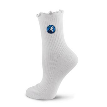 Women's PRO Compression White Minnesota Timberwolves Logo Lettuce Hem Quarter Socks